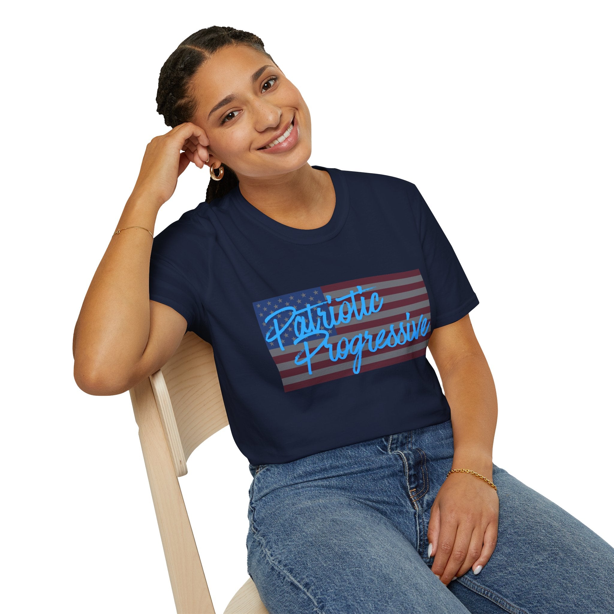Patriotic Progressive T-Shirt — "Run for Local Government" Back Political Tee